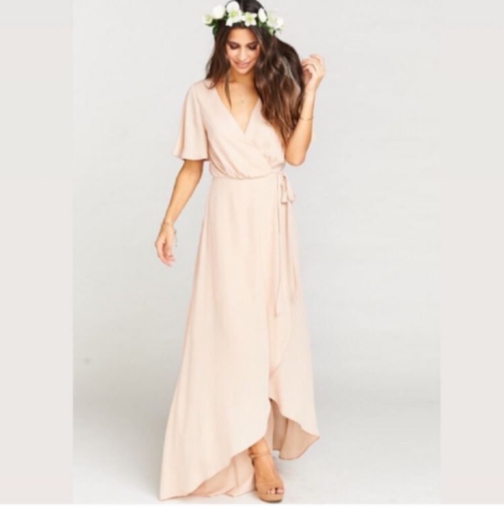 Show me your mumu small pink Noelle wrap dress